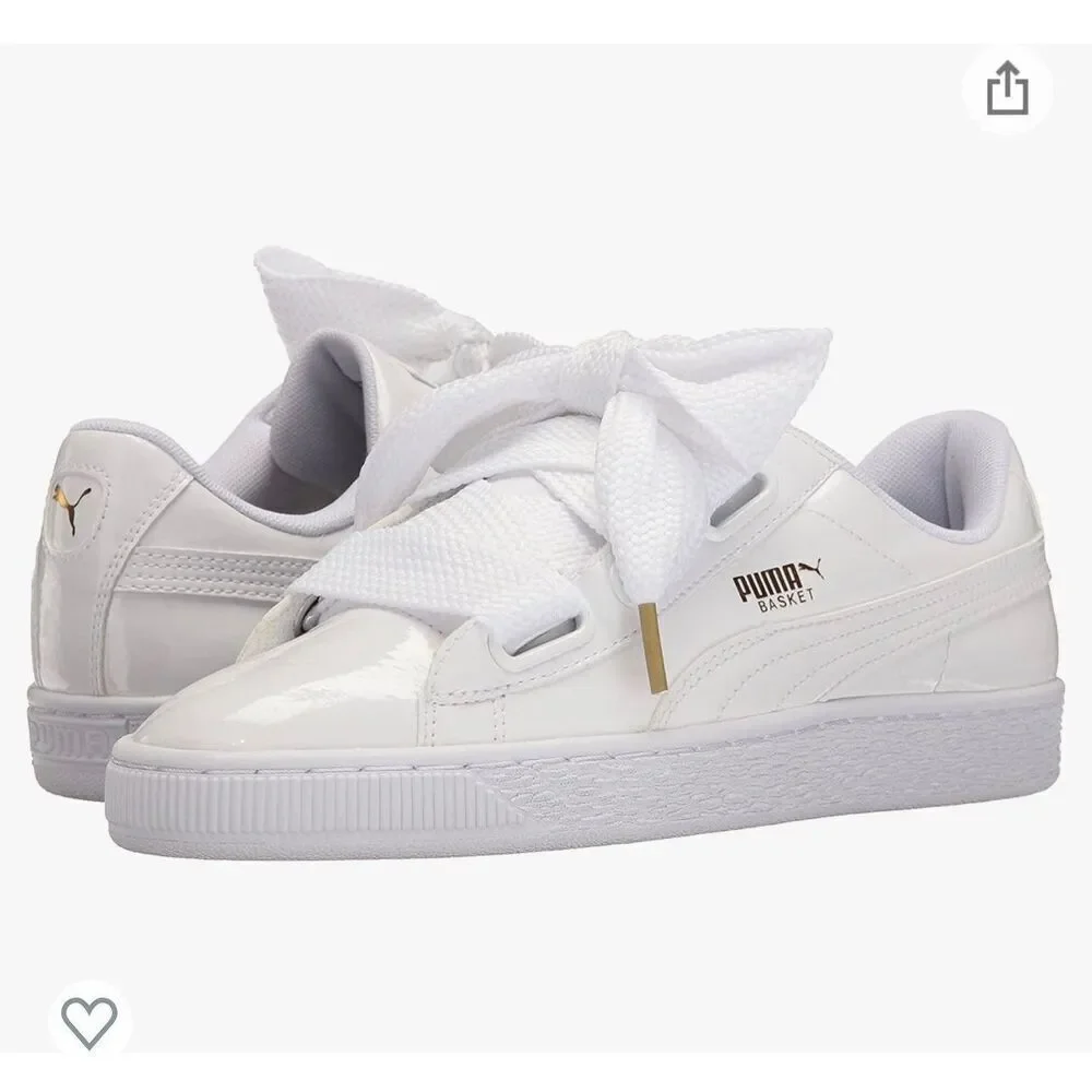 Puma Basket Heart Night Sky white sparkle satin laces sneakers size 8.5 8 1/2 - Picture 7 of 10